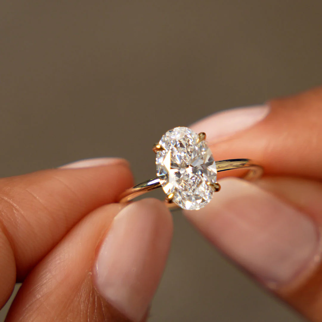 2 Ctw 14k Oval Lab Grown Diamond Engagement Ring with Hidden Halo – Maribel - Image 3