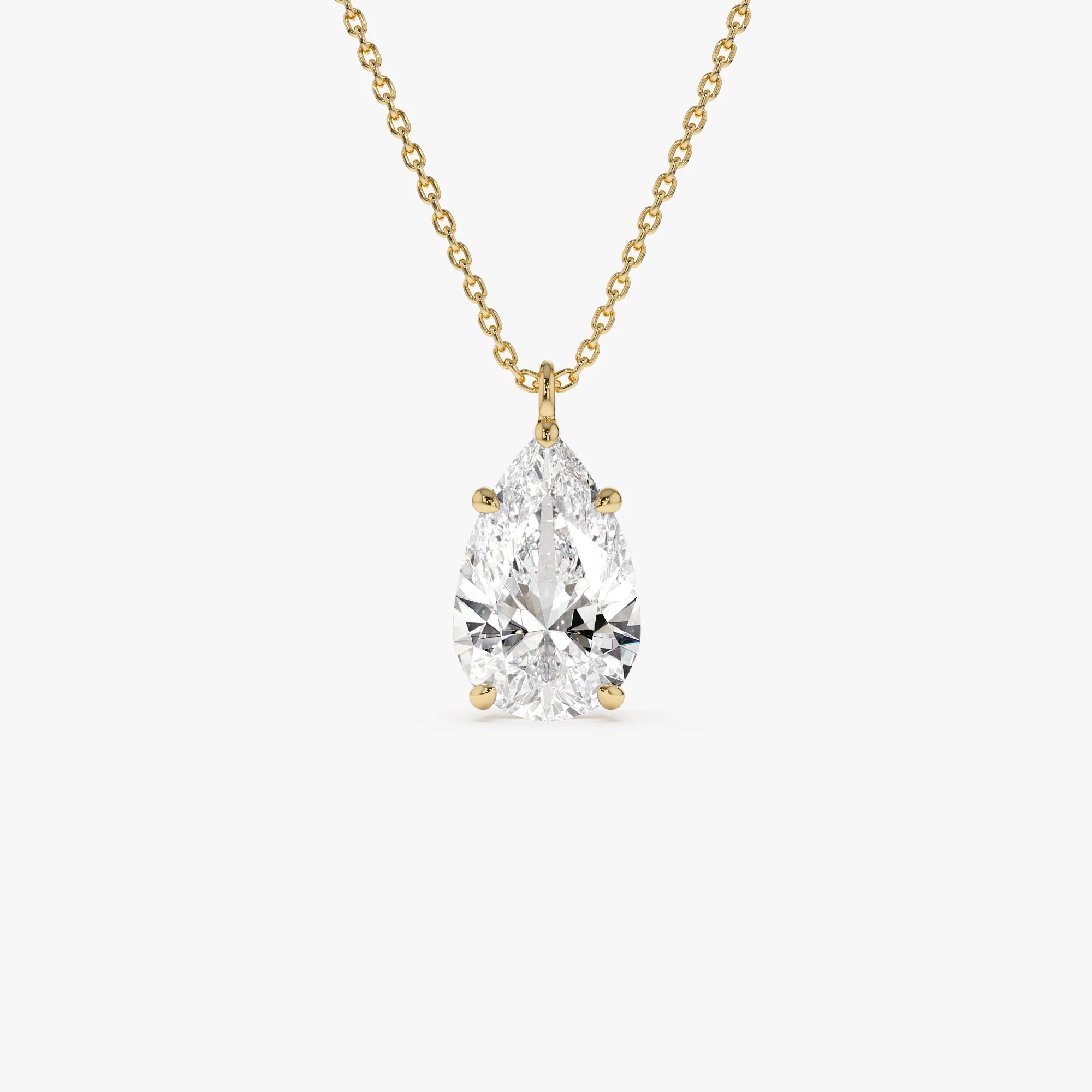 3.00 Ctw 14k Pear Shaped Lab Grown Diamond Statement Pendant Necklace - Clio