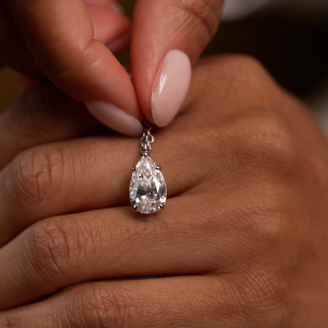 3.00 Ctw 14k Pear Shaped Lab Grown Diamond Statement Pendant Necklace - Clio - Image 3