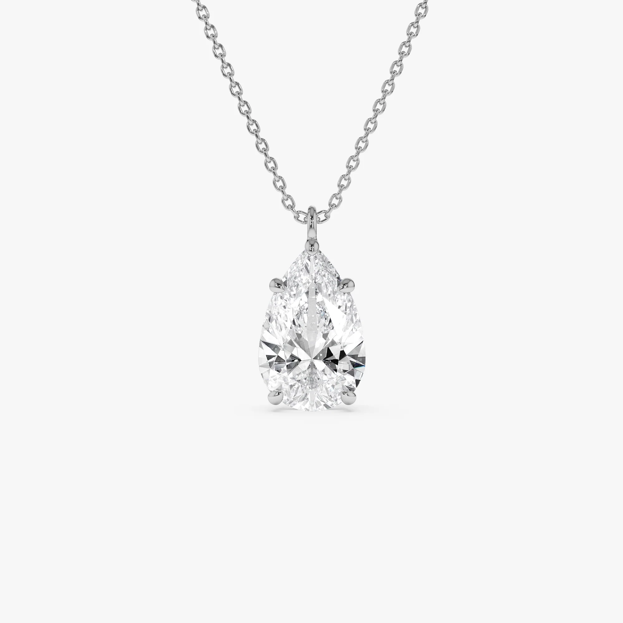 3.00 Ctw 14k Pear Shaped Lab Grown Diamond Statement Pendant Necklace - Clio - Image 5