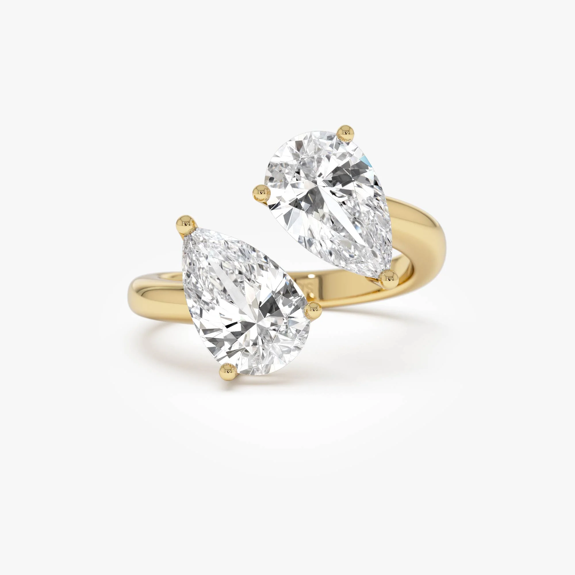 3.05ctw 14k Pear Shaped Lab Grown Diamond Toi et Moi Ring - Zora