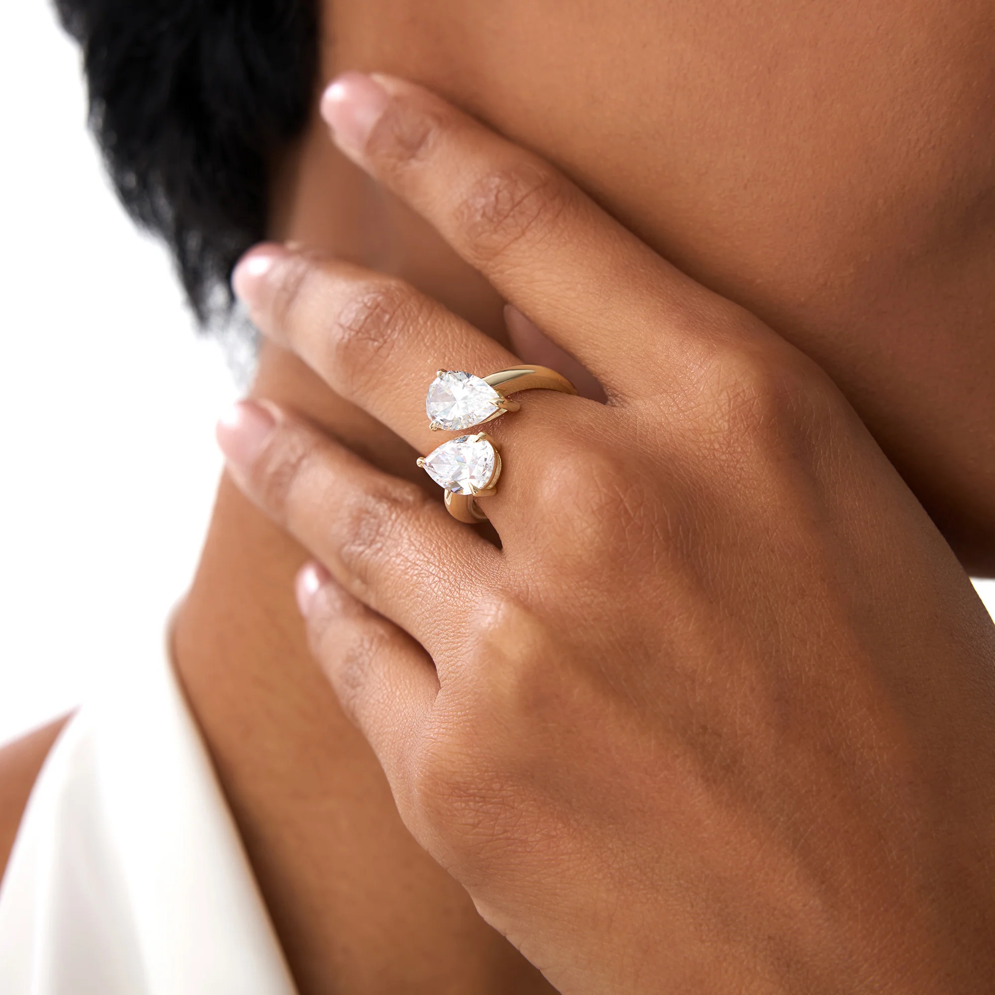 3.05ctw 14k Pear Shaped Lab Grown Diamond Toi et Moi Ring - Zora - Image 3