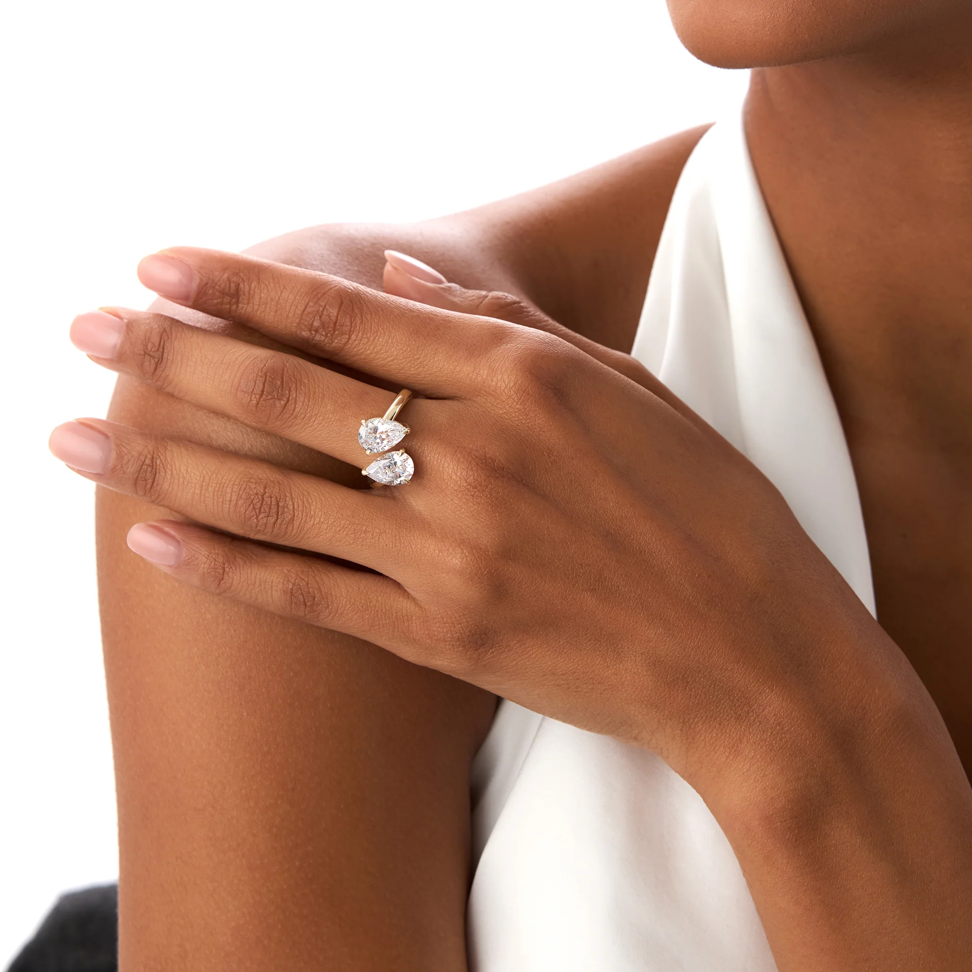 3.05ctw 14k Pear Shaped Lab Grown Diamond Toi et Moi Ring - Zora - Image 4