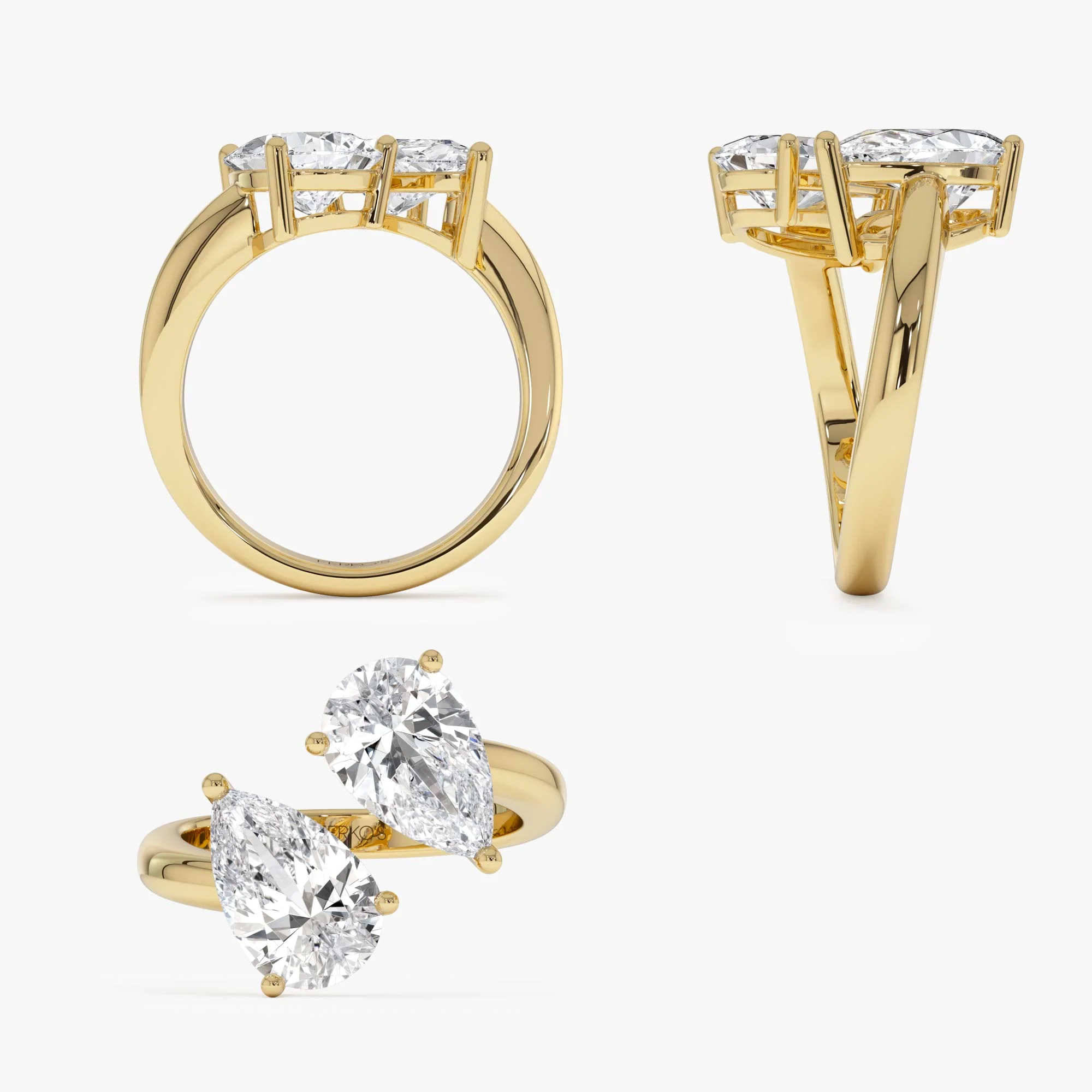 3.05ctw 14k Pear Shaped Lab Grown Diamond Toi et Moi Ring - Zora - Image 8