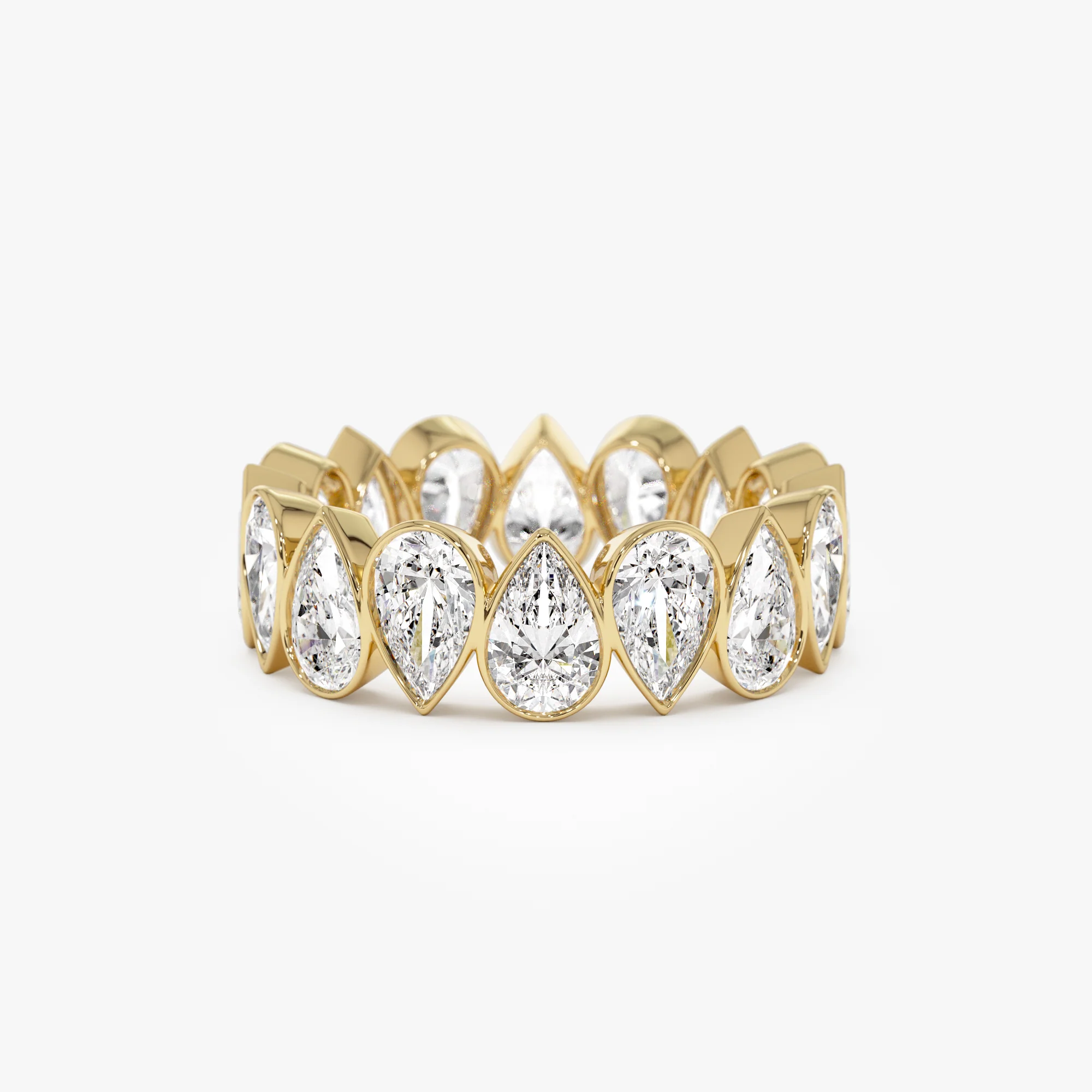 3.15 ctw 14k Bezel Setting Pear Shaped Lab Grown Diamond Eternity Ring - Lainey