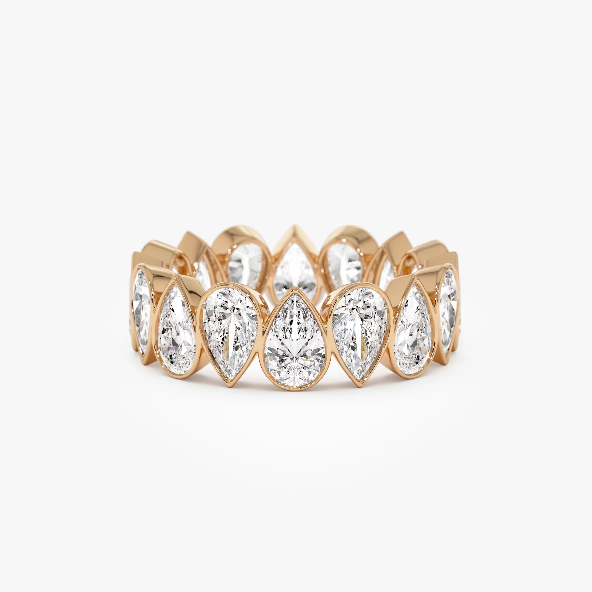 3.15 ctw 14k Bezel Setting Pear Shaped Lab Grown Diamond Eternity Ring - Lainey - Image 6