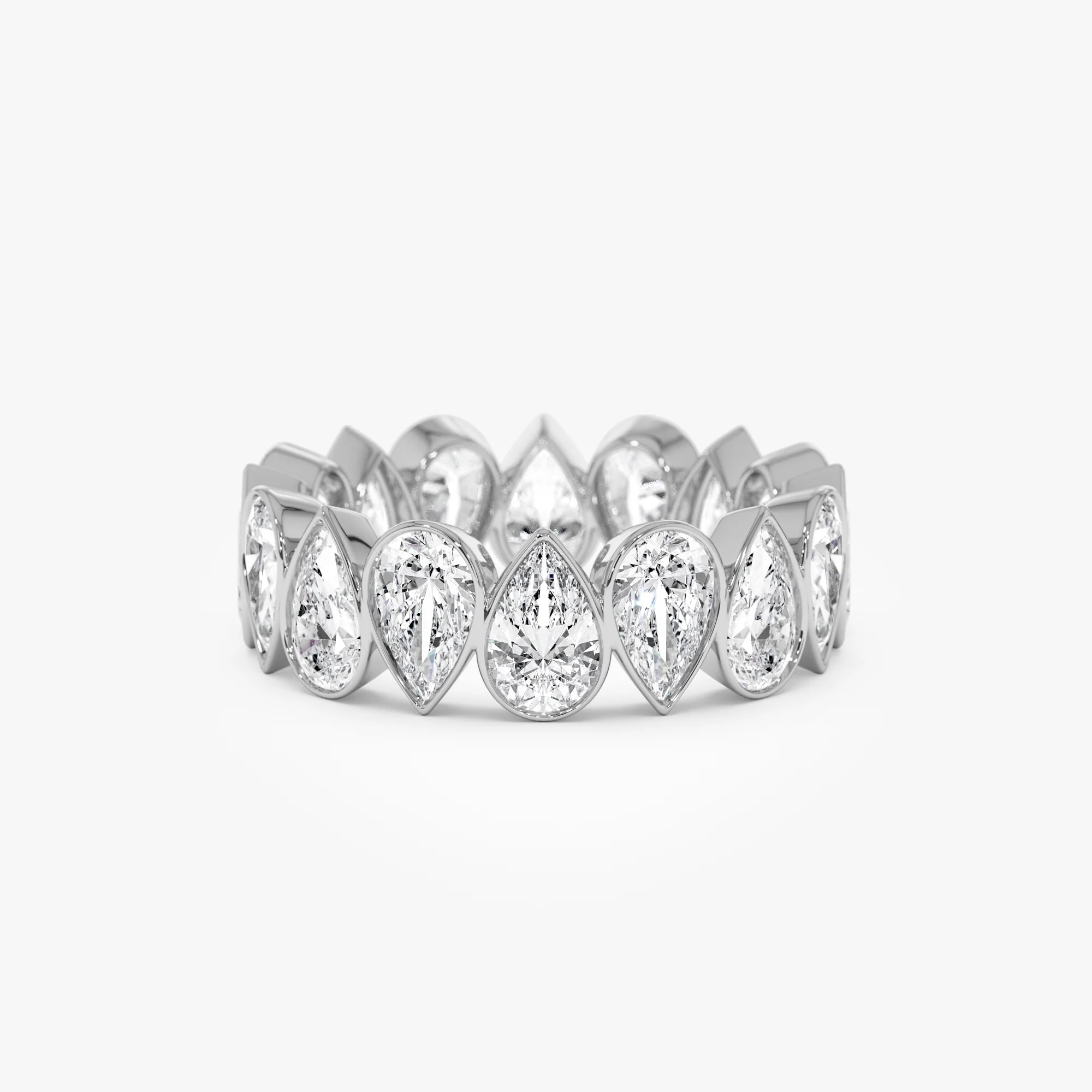 3.15 ctw 14k Bezel Setting Pear Shaped Lab Grown Diamond Eternity Ring - Lainey - Image 7
