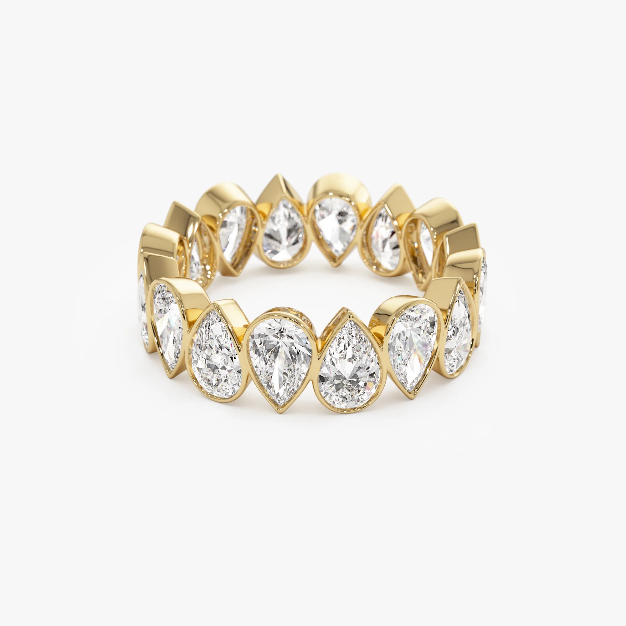 3.15 ctw 14k Bezel Setting Pear Shaped Lab Grown Diamond Eternity Ring - Lainey - Image 8