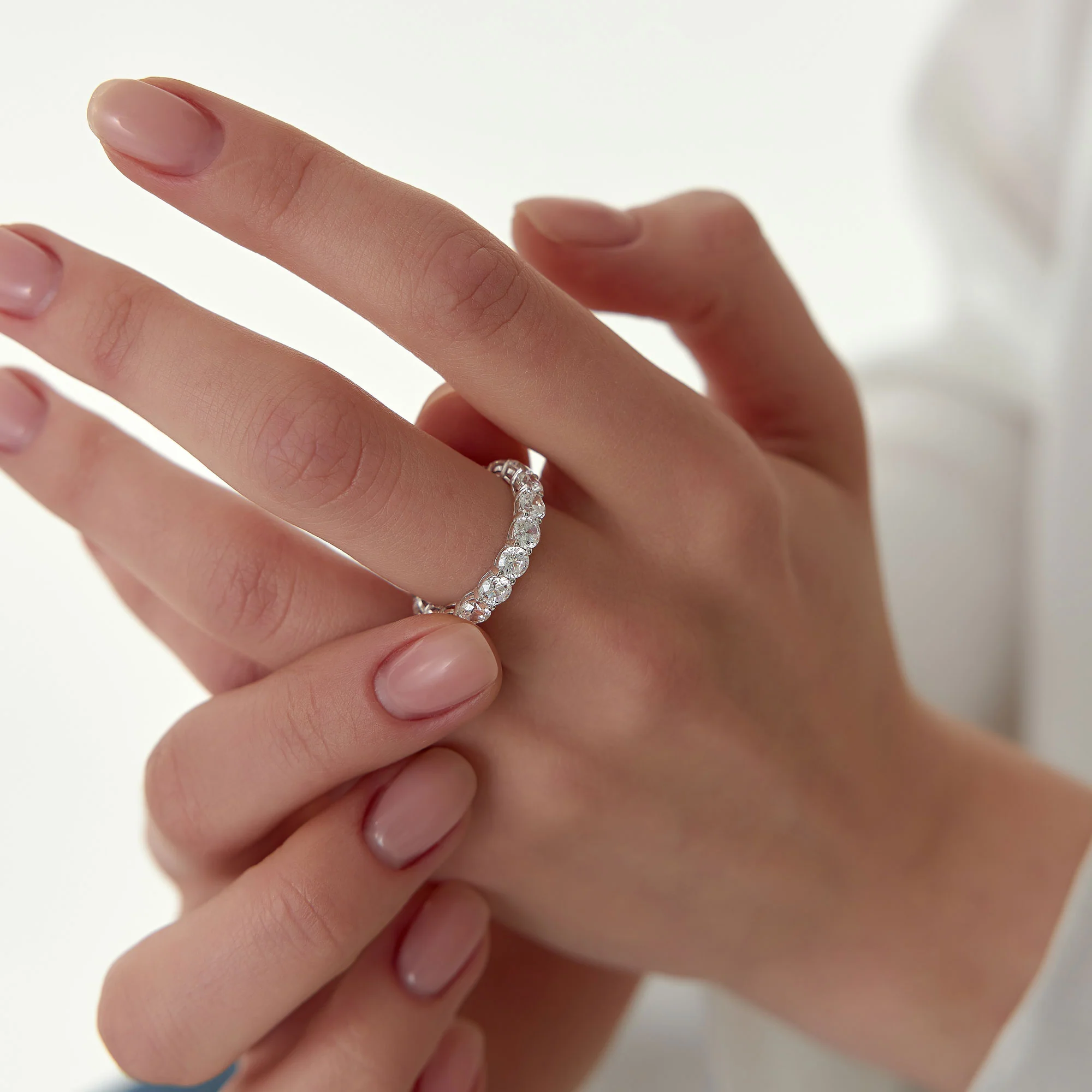 3.25 ctw 14k Prong Setting Full Eternity Round Lab Grown Diamond Ring - Luna - Image 4
