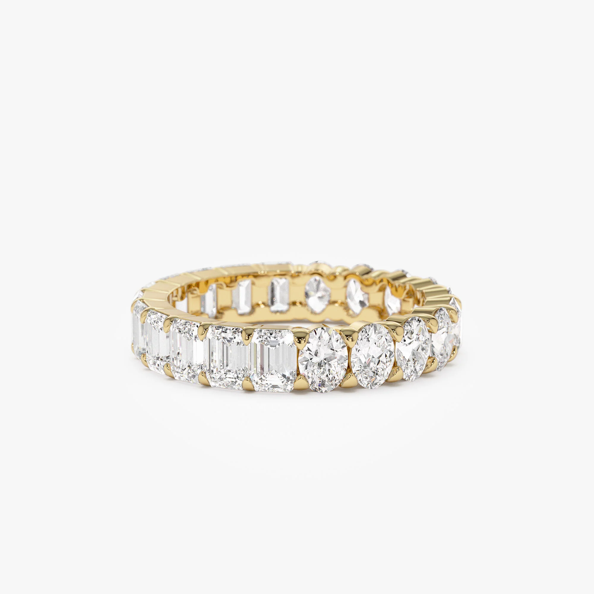 3.30 ctw 14k Prong Setting Full Eternity Oval & Emerald Cut Lab Grown Diamond Ring - Rosa