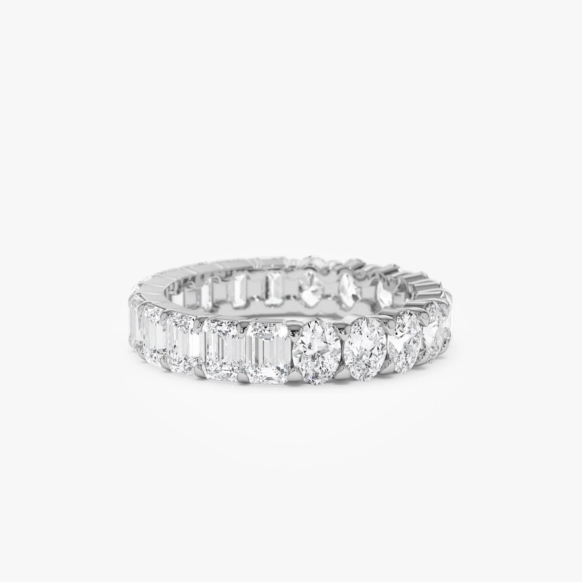 3.30 ctw 14k Prong Setting Full Eternity Oval & Emerald Cut Lab Grown Diamond Ring - Rosa - Image 2