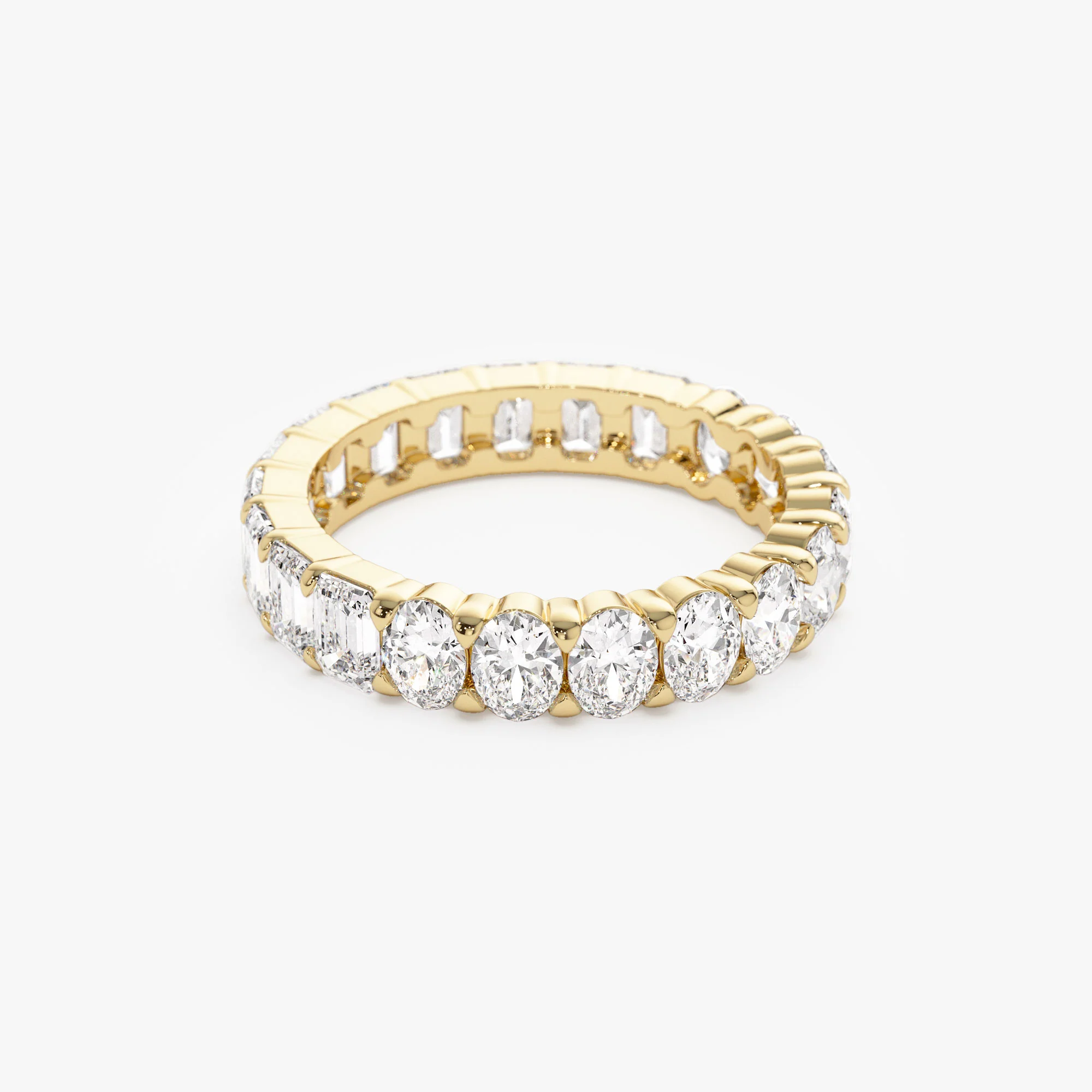 3.30 ctw 14k Prong Setting Full Eternity Oval & Emerald Cut Lab Grown Diamond Ring - Rosa - Image 4