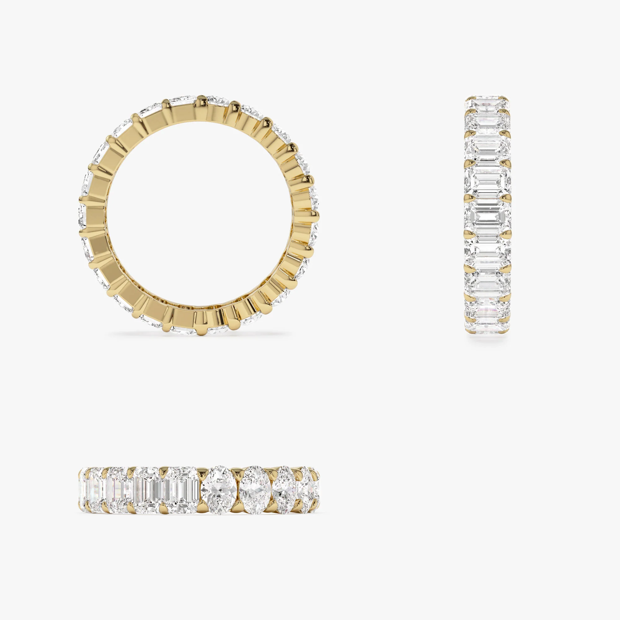 3.30 ctw 14k Prong Setting Full Eternity Oval & Emerald Cut Lab Grown Diamond Ring - Rosa - Image 5