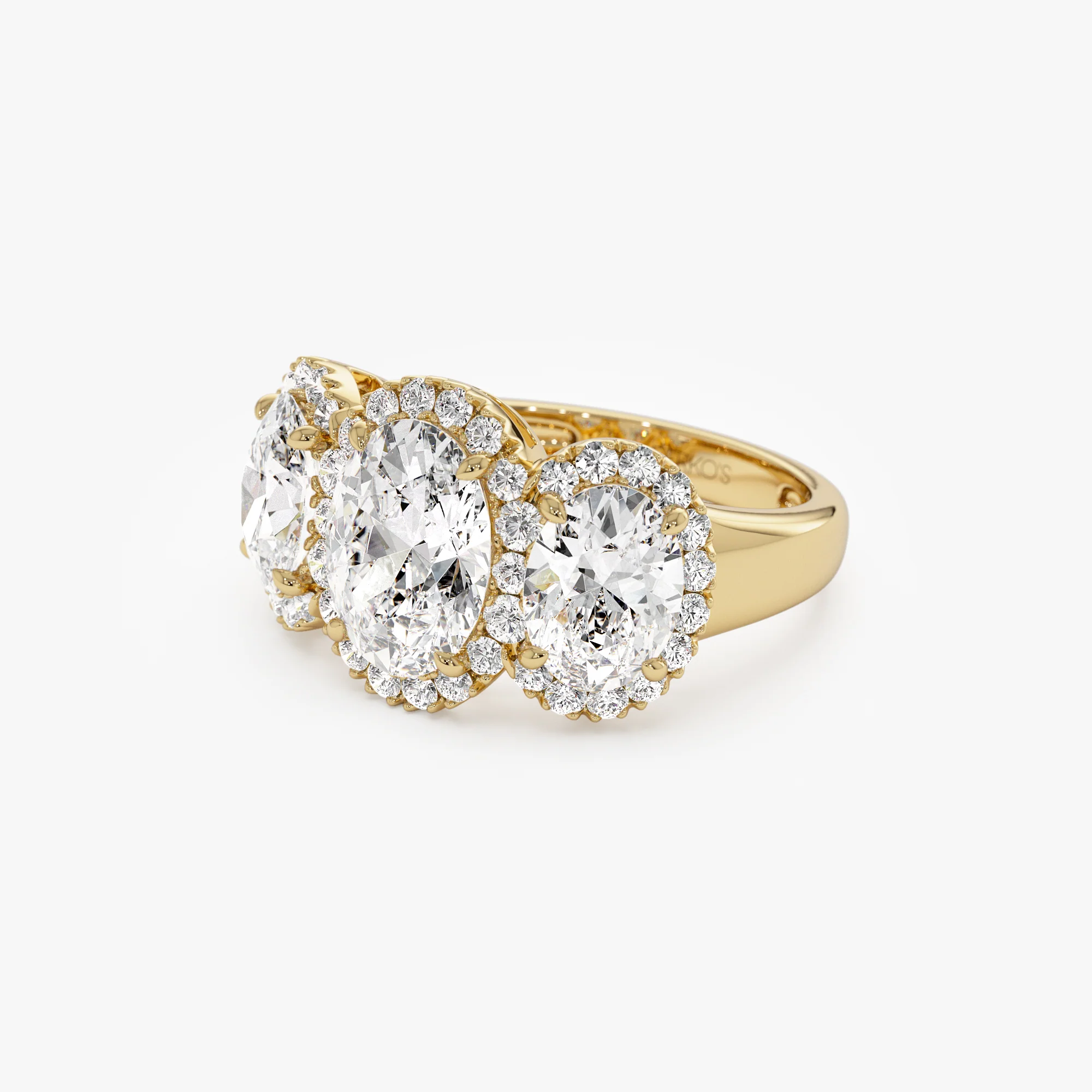 3.35 ctw Three Stone Halo Oval Lab Grown Engagement Ring - Ashley - Image 10