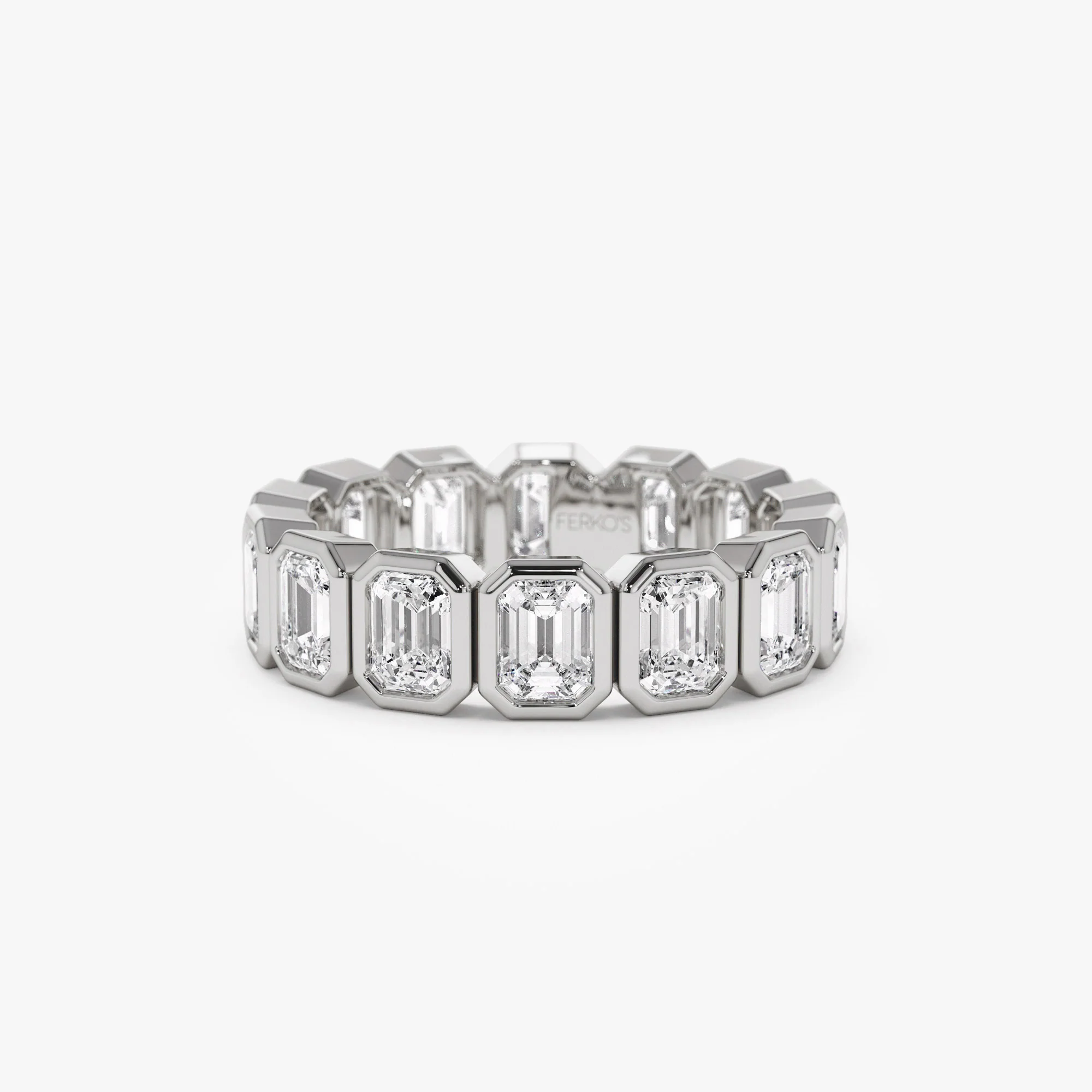 3.50 ctw 14k Bezel Setting Full Eternity Emerald Cut Lab Grown Diamond Wedding Ring - Nova - Image 4
