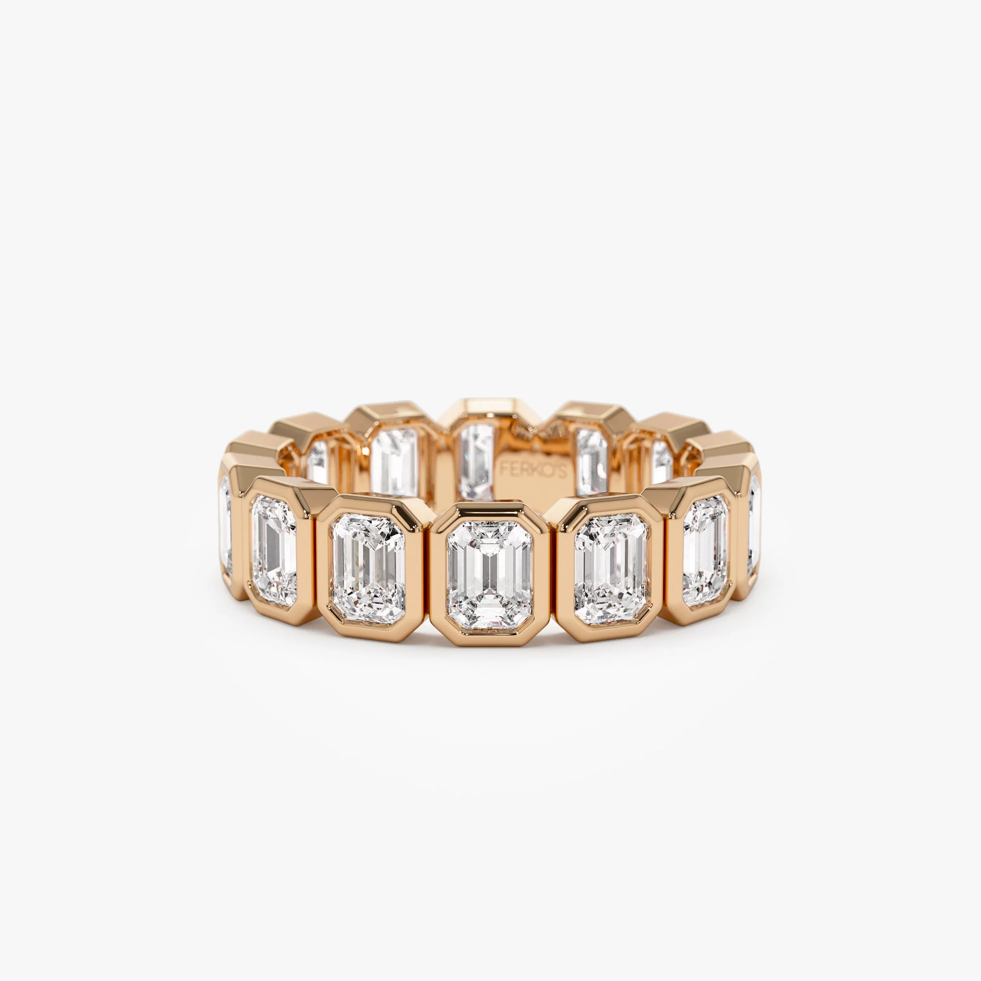 3.50 ctw 14k Bezel Setting Full Eternity Emerald Cut Lab Grown Diamond Wedding Ring - Nova - Image 5