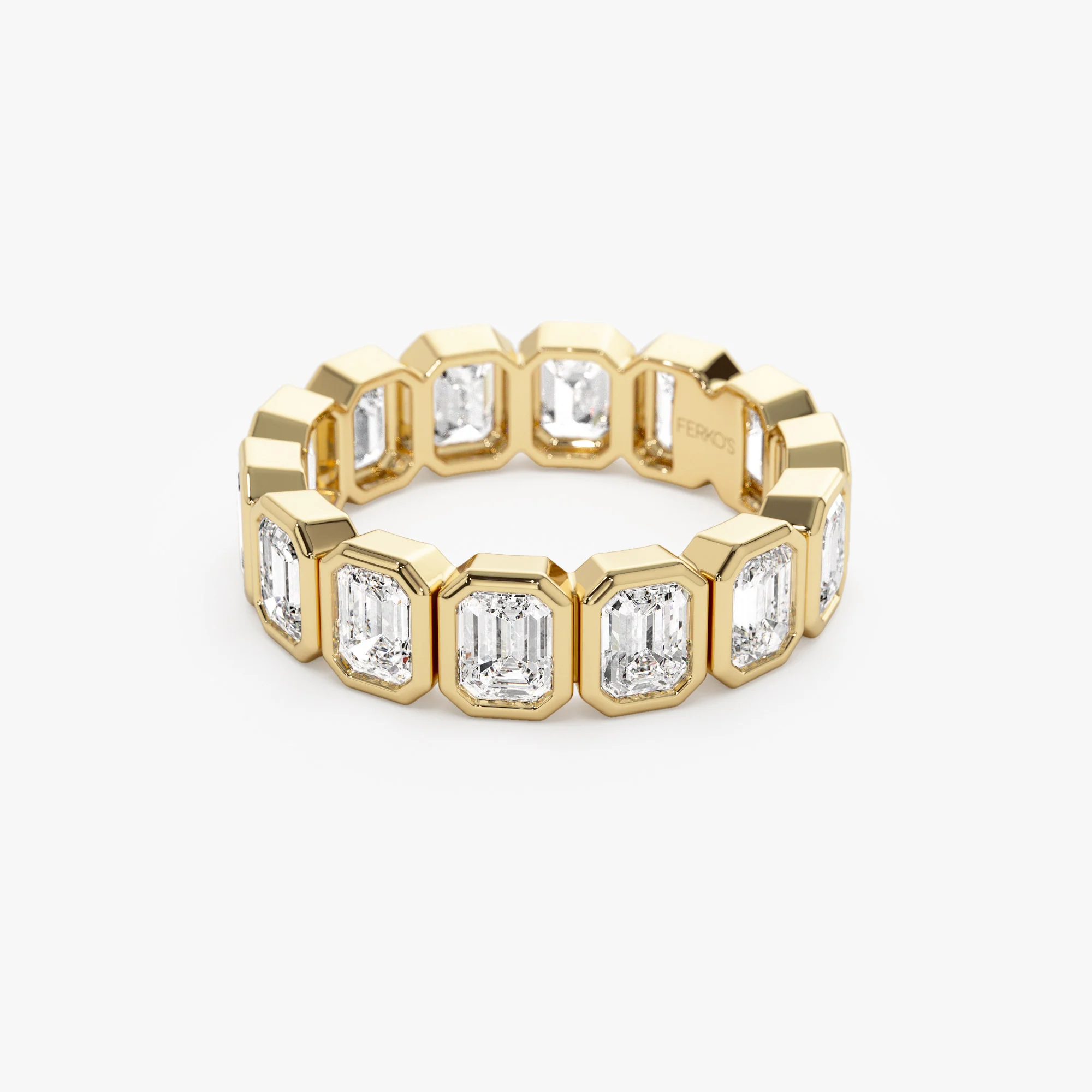 3.50 ctw 14k Bezel Setting Full Eternity Emerald Cut Lab Grown Diamond Wedding Ring - Nova - Image 6