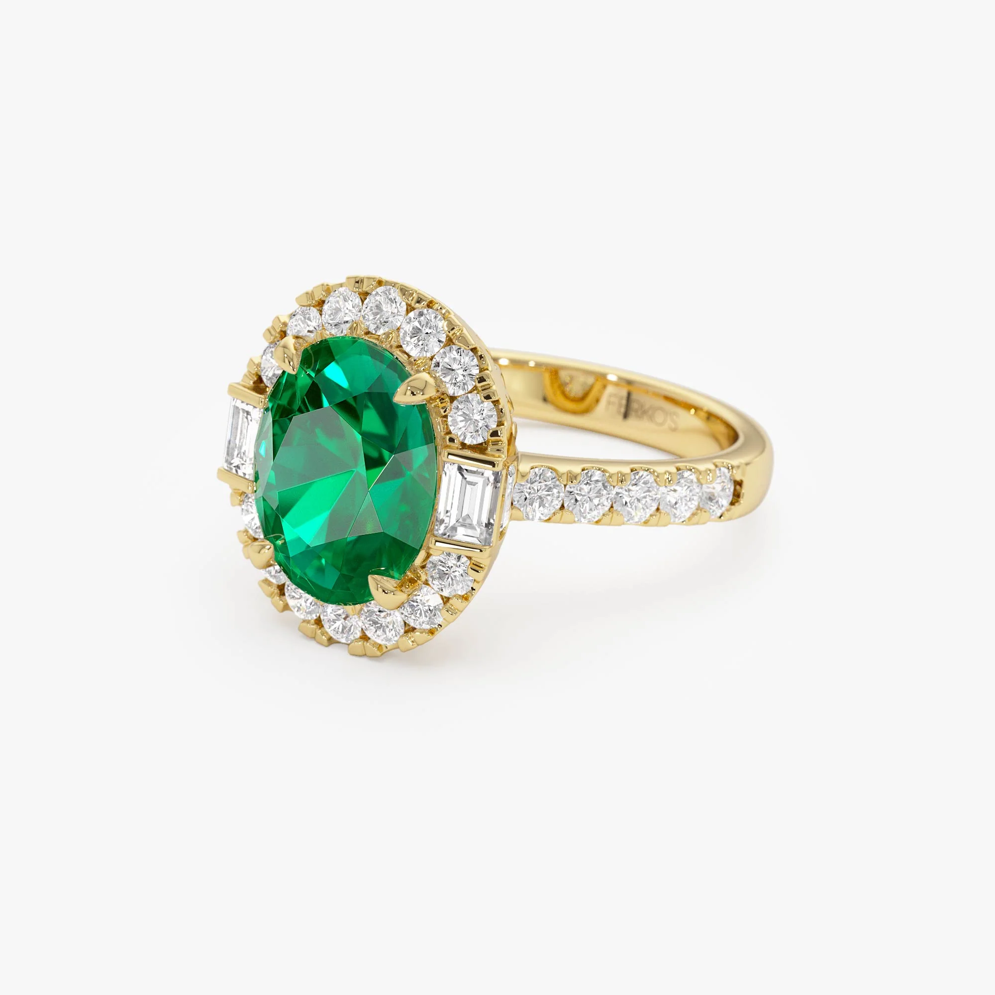 4.20 Ctw 14k Oval Shape Lab Grown Colombian Emerald and Diamond Halo Engagement Ring - Alma - Image 8