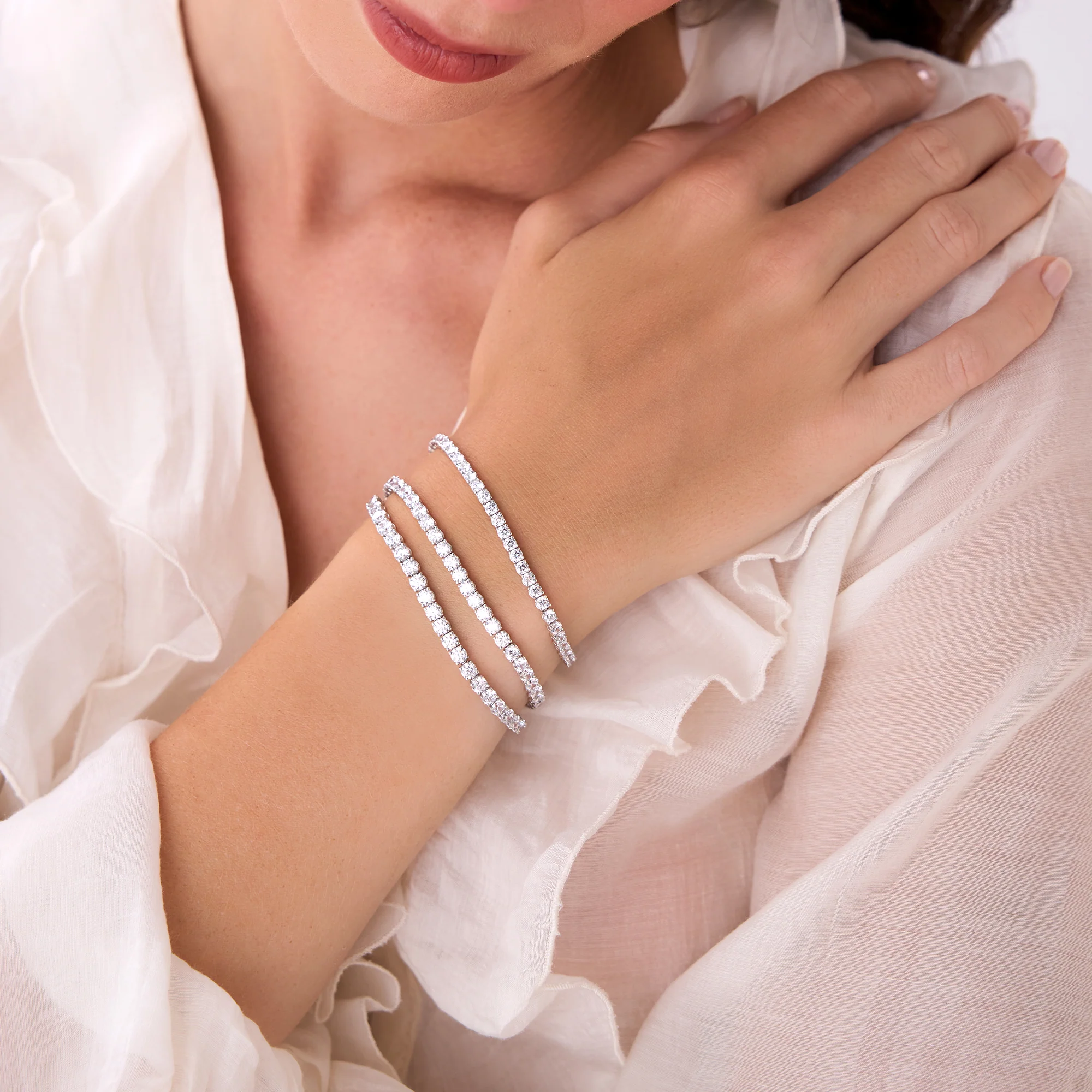7.00ctw 14k Round Shaped Lab Grown Diamond Tennis Bracelet - Emily - Image 4