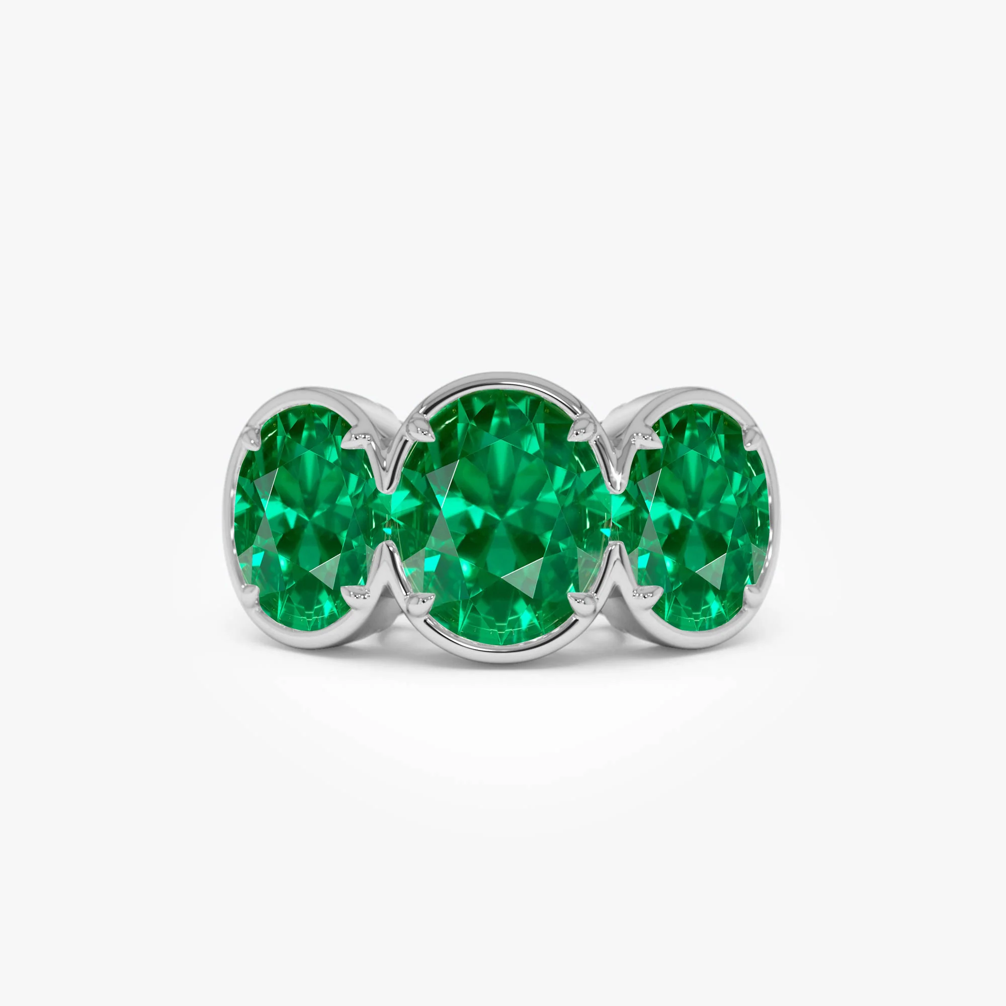 9.15 Ctw 14k Lab Grown Colombian Emerald Three Stone Ring - Thea - Image 6