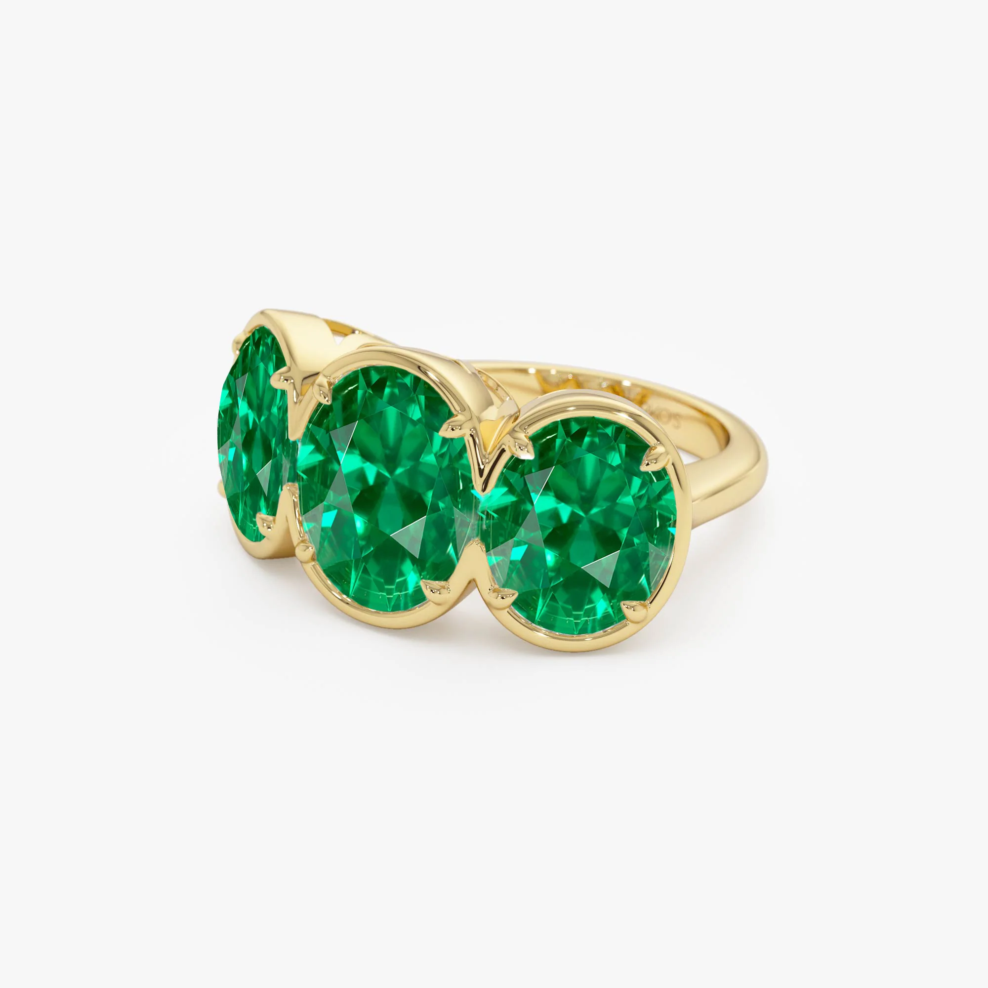 9.15 Ctw 14k Lab Grown Colombian Emerald Three Stone Ring - Thea - Image 7