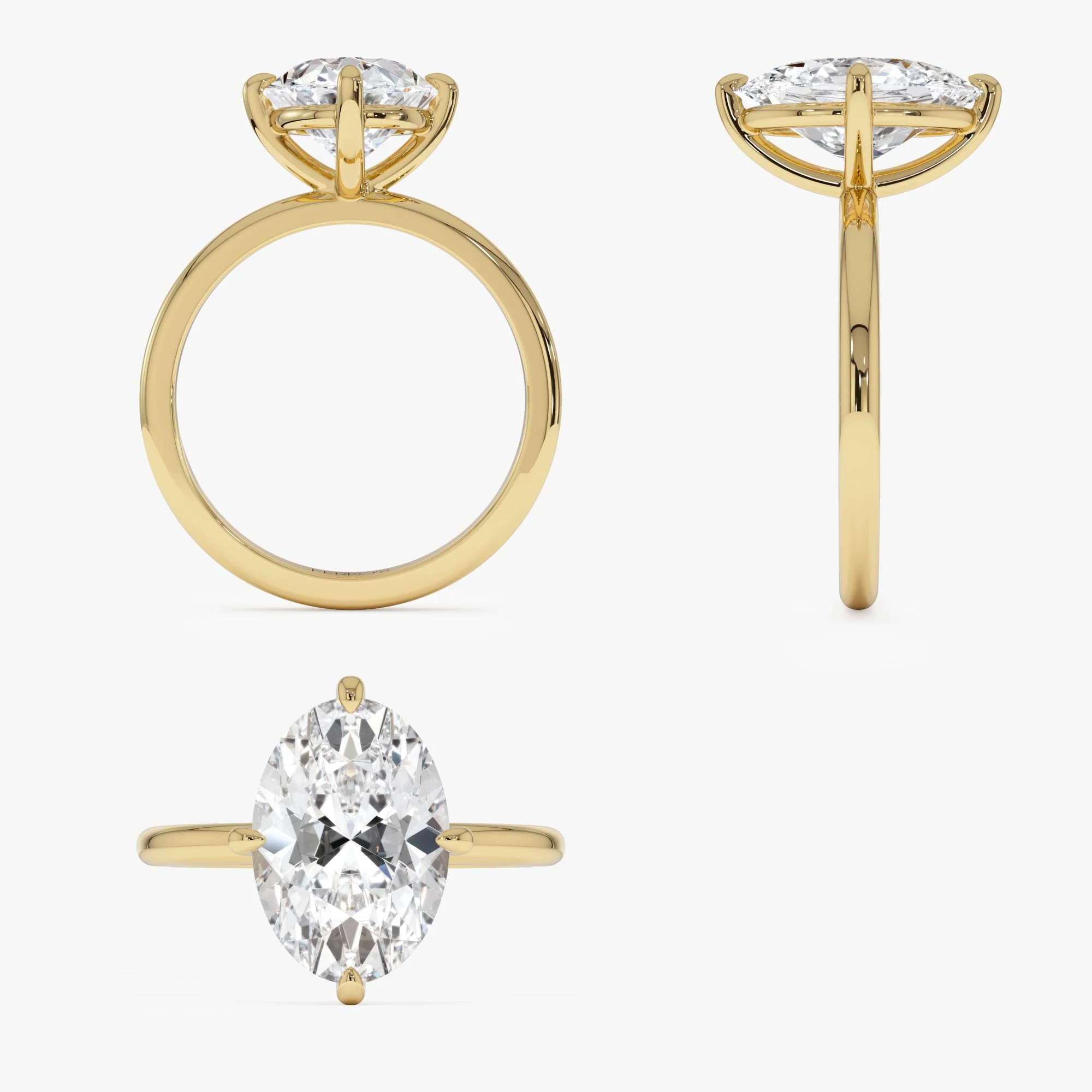 3.00 Ctw 14k Gold Oval Shape Prong Setting Engagement Ring - Vita - Image 11