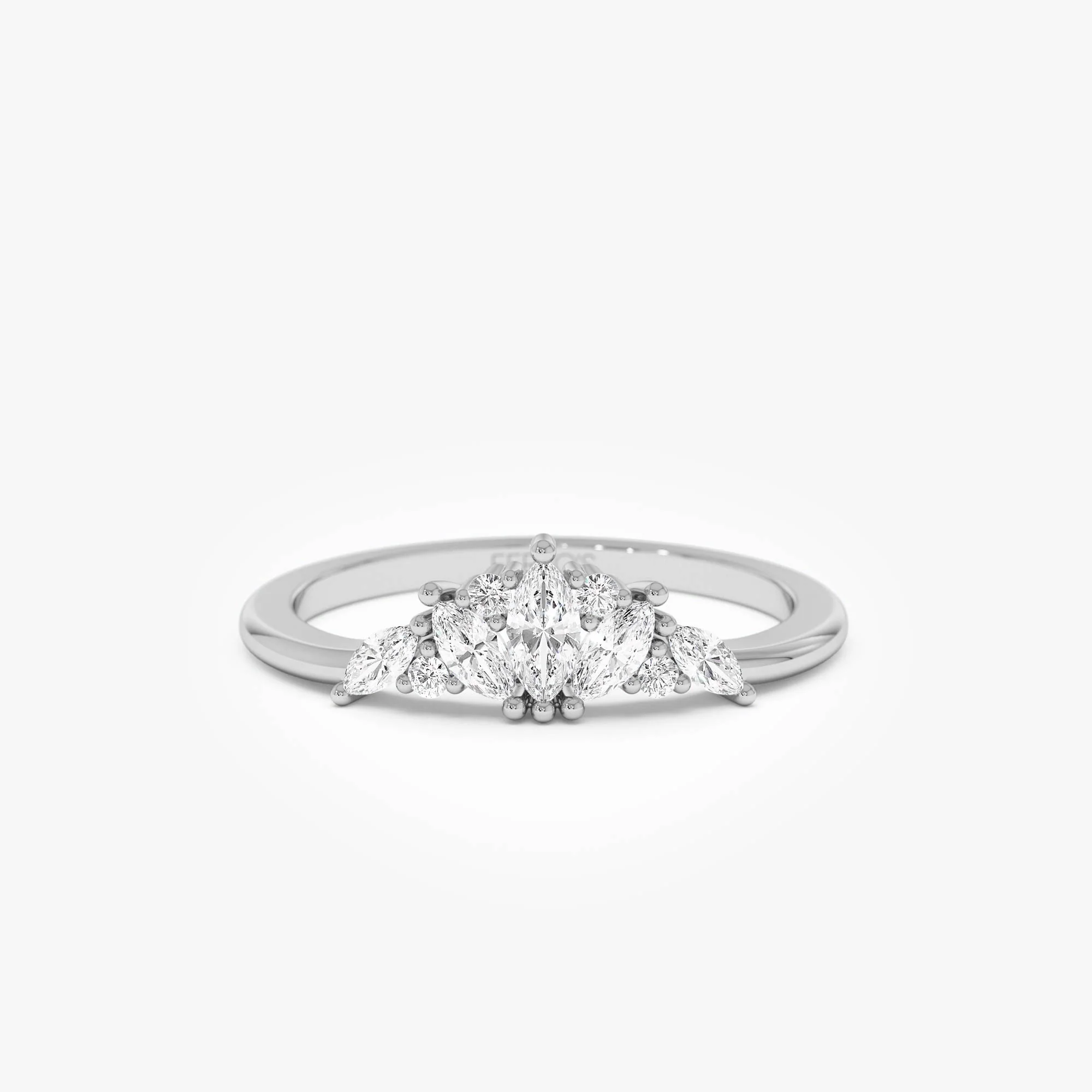 14K Dainty Marquise Diamond Stacking Ring - Image 5