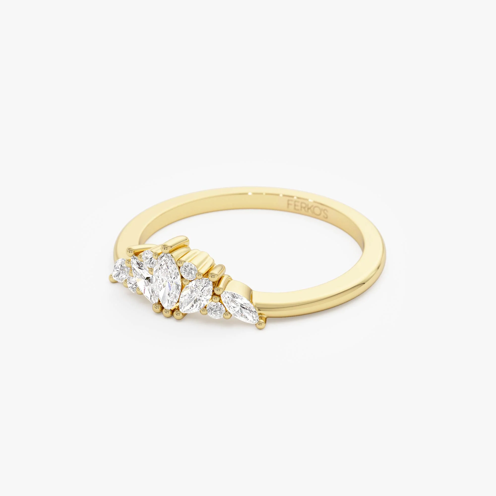 14K Dainty Marquise Diamond Stacking Ring - Image 7