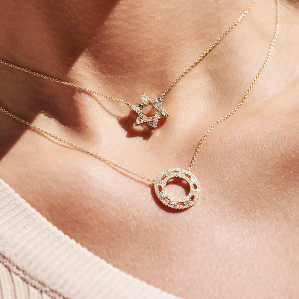 Baguette Diamond Star of David Necklace in 14K - Image 4
