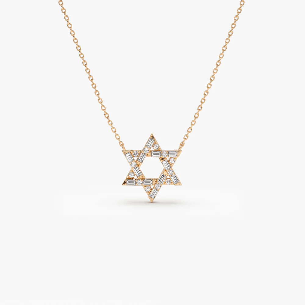 Baguette Diamond Star of David Necklace in 14K - Image 6