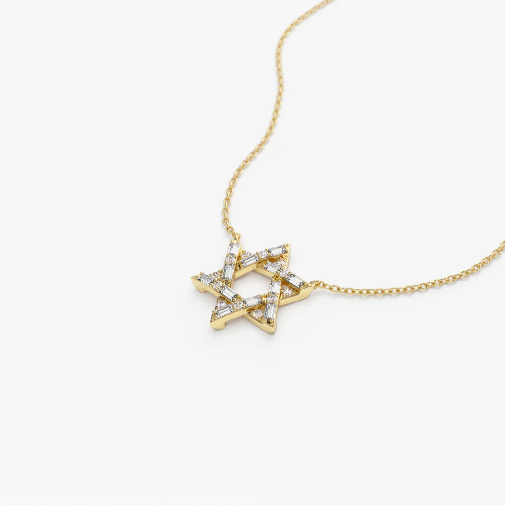 Baguette Diamond Star of David Necklace in 14K - Image 7