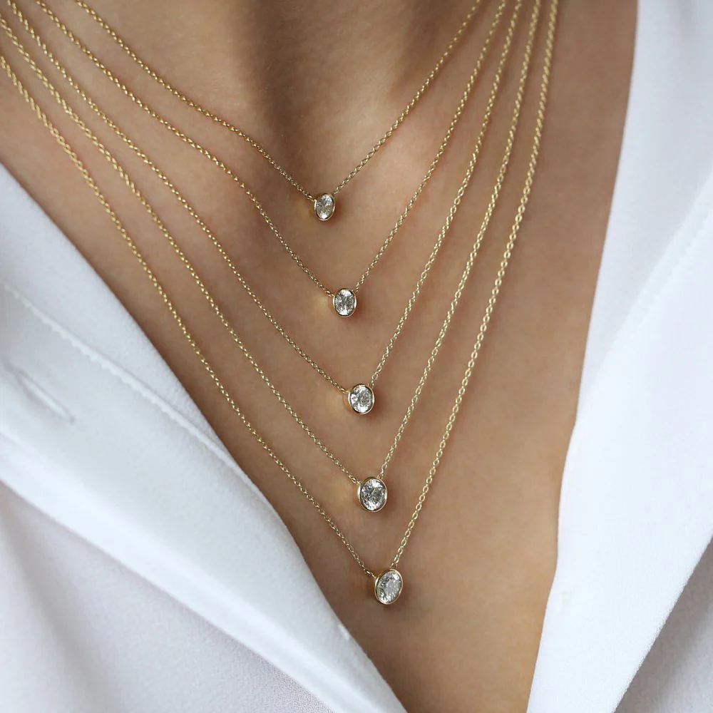 14K 0.20-0.50 ctw Bezel Set Diamond Solitaire Necklace - Image 3
