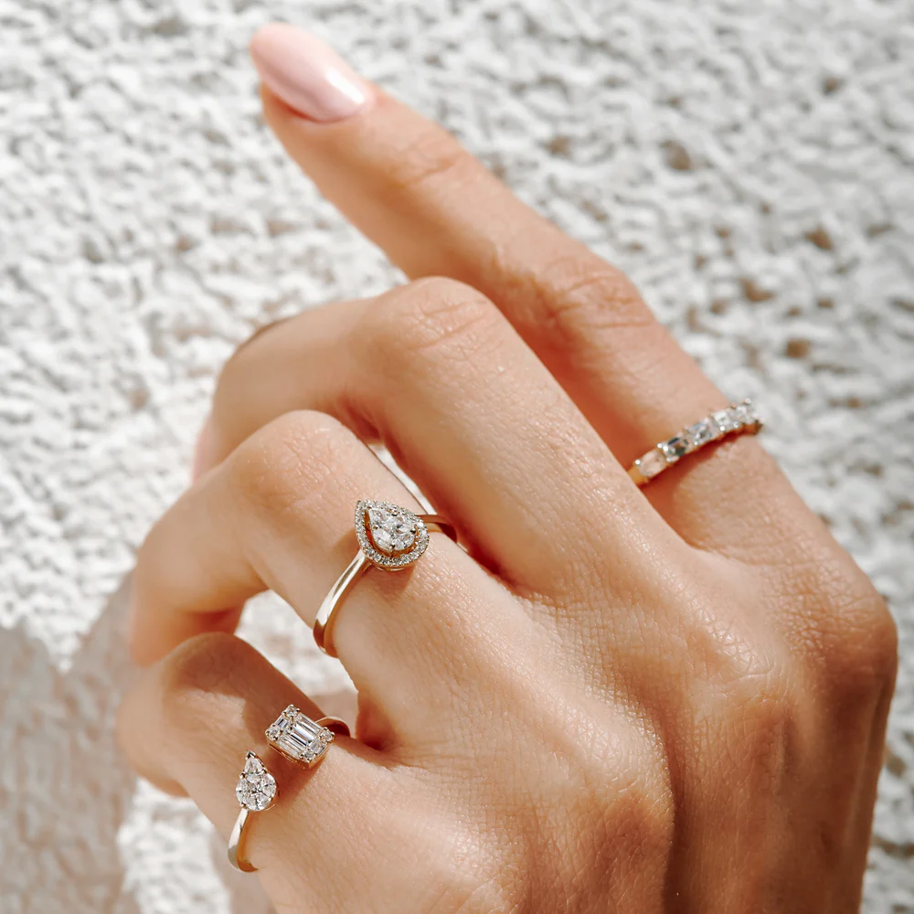 Illusion Set Pear Shape Engagement Ring in 14k - Image 3