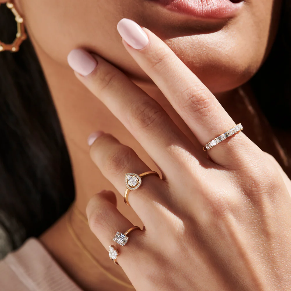 Illusion Set Pear Shape Engagement Ring in 14k - Image 4