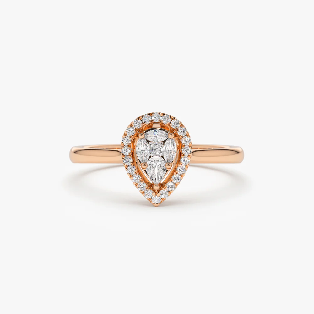 Illusion Set Pear Shape Engagement Ring in 14k - Image 6