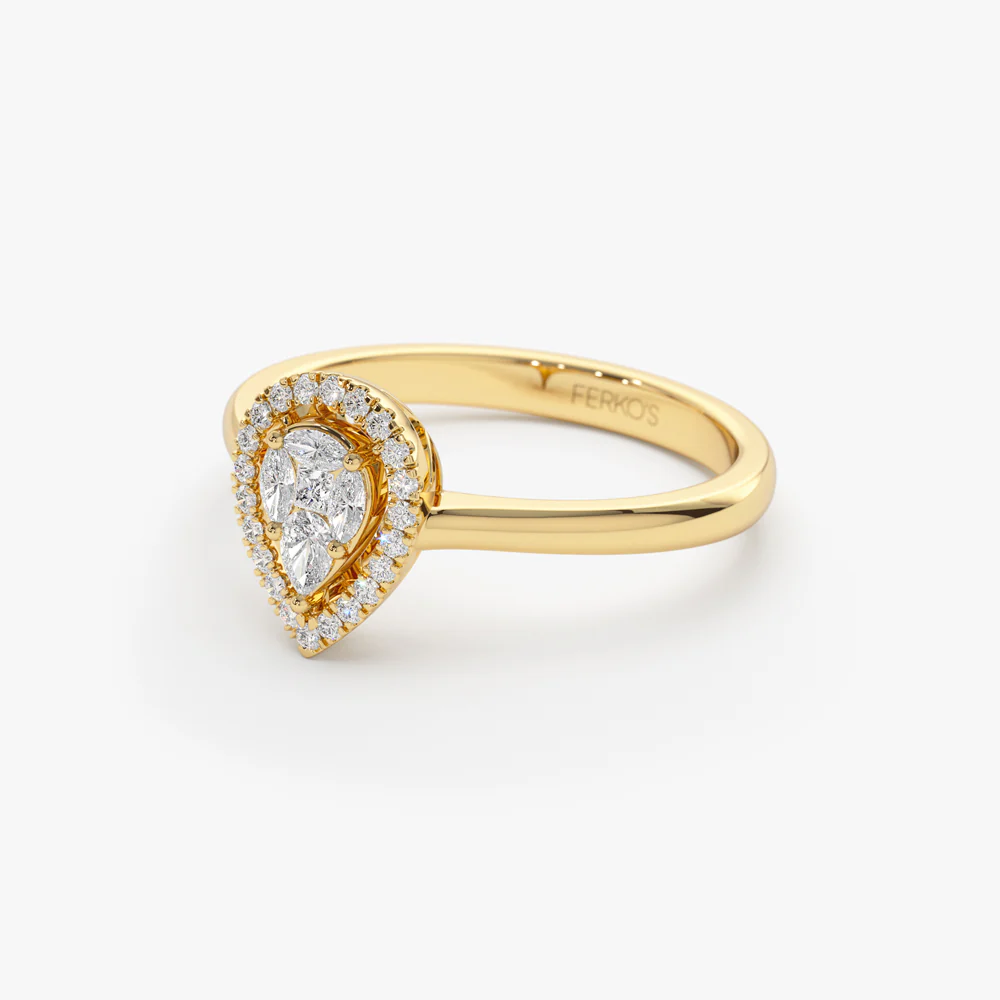 Illusion Set Pear Shape Engagement Ring in 14k - Image 8